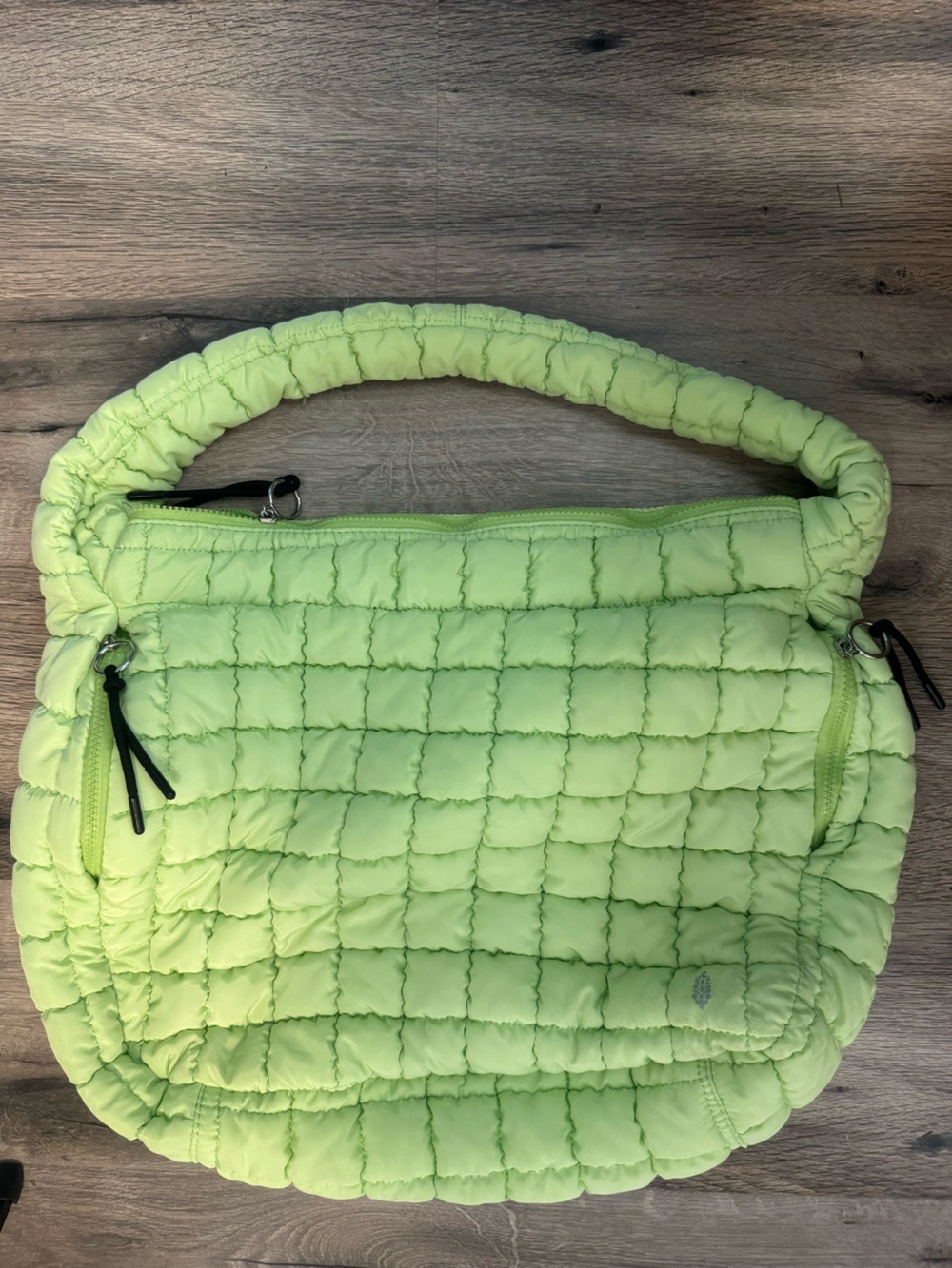 Free People Quilted Hobo Bag in Neon Lime